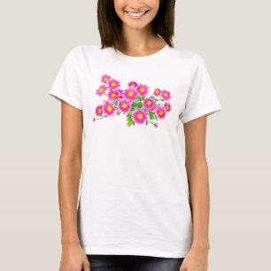 Roze Daisies / Asters Bouquet + jouw ideeën T-shirt