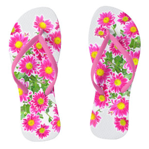 Roze Daisies / Asters Bouquet + jouw ideeën Teenslippers