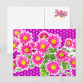 Roze Daisies / Asters Bouquet & Stippen + jouw ide Briefkaart (Voorkant / Achterkant)