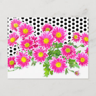 Roze Daisies / Asters Bouquet & Stippen + jouw ide Briefkaart