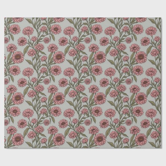 Roze Daisies Bloem Botanische Tuin Cadeaupapier (Vlak)