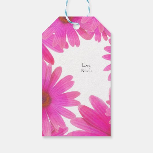 Roze Daisies Bloemen Daisy Elegant Custom Favor Cadeaulabel (Achterkant)
