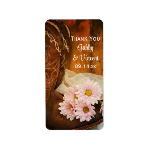 Roze Daisies Boots Western huwelijk Dank je Label