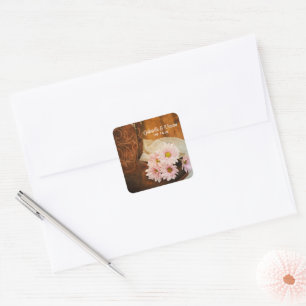Roze Daisies Cowboy Boots country Western Wedding Vierkante Sticker