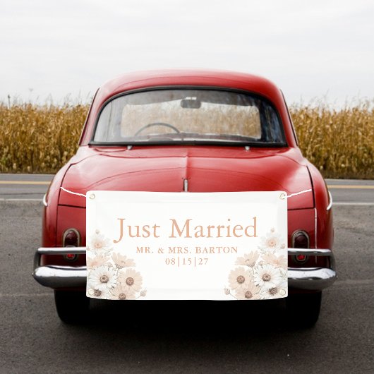  Roze Daisies Net Getrouwd Auto Banner
