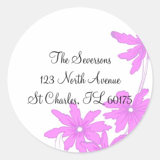 Roze Daisies Return Address Ronde Sticker (Voorkant)