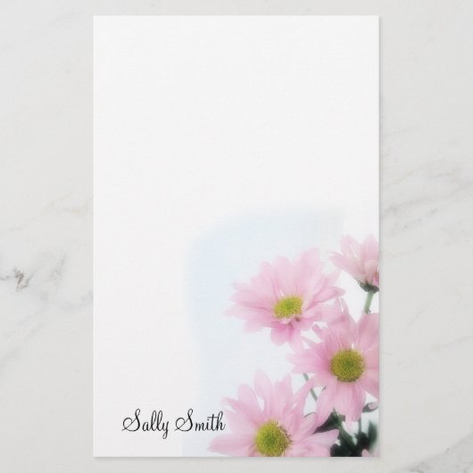 Roze Daisies Stationery - Personaliseren Briefpapier (Voorkant)