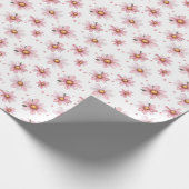 Roze Daisies & Stippen op wit Cadeaupapier (Hoek)