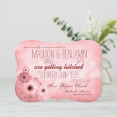  roze Daisies Typography Wedding Invitation Kaart (Staand voorkant)