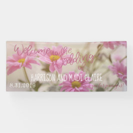 Roze Daisies Welkom bij de bruiloft Banner 2.5'x6'