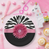 Roze Daisy 1 Papieren Bordje (Feest)