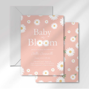 Roze Daisy Baby in Bloom Baby shower Invitation Kaart