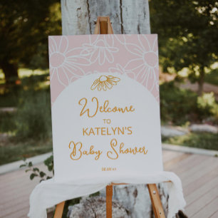 Roze Daisy Baby Shower- of verjaardags-welkomstbor Poster