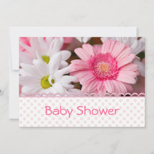  roze Daisy Baby shower Uitnodiging