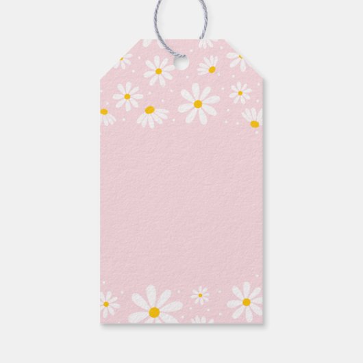 Roze Daisy Birthday Dank je Cadeaulabel (Achterkant)