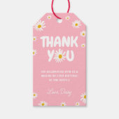 Roze Daisy Bloemen 1e Verjaardag Dank u wel Cadeaulabel (Voorkant)