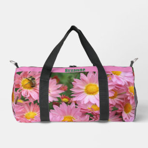 Roze Daisy bloemen gepersonaliseerd Plunjezak