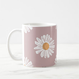 Roze Daisy: Bloemen herhalen patroon. Koffiemok