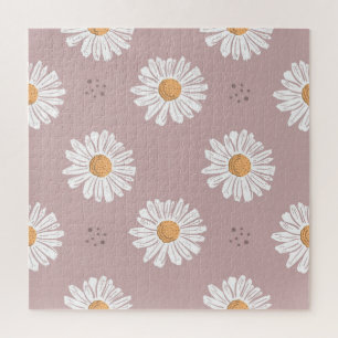 Roze Daisy: Bloemen herhalen patroon. Legpuzzel