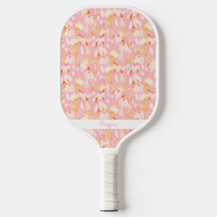 Roze Daisy Bloempatroon Gepersonaliseerde Naam Sch Pickleball Paddle