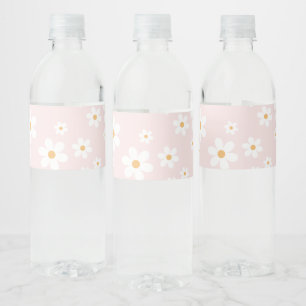 Roze daisy boho waterfles etiket