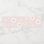 Roze daisy boho waterfles etiket (Enkel label)