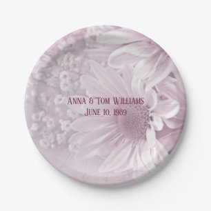 roze daisy bouquet voor verjaardagsfeest papieren bordje
