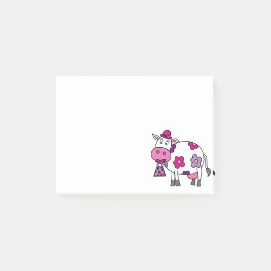 Roze Daisy Cow Post-it® Notes (Voorkant)