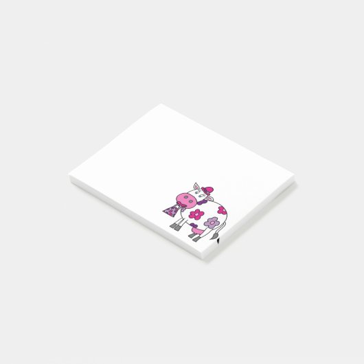 Roze Daisy Cow Post-it® Notes (Schuin)