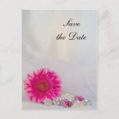 Roze Daisy en Buttonnen Weddenschap sparen de Datu Aankondigingskaart (Voorkant)