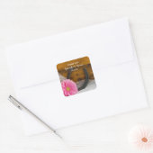 Roze Daisy en Hoefijzer Country Weddenschap Dank j Vierkante Sticker (Envelop)