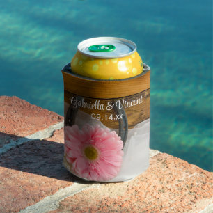 Roze Daisy en Hoefijzer Country Western Weddenscha Blikjeskoeler