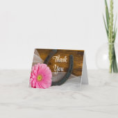 Roze Daisy en Hoefijzer Westerne bruiloft Bedankt (Voorkant)