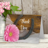 Roze Daisy en Hoefijzer Westerne bruiloft Bedankt