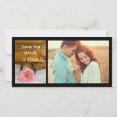 Roze Daisy en Hoefijzer Westerne bruiloft Bedankt (Voorkant)