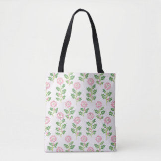 Roze Daisy en Holly Kersttas Wit Draagtas