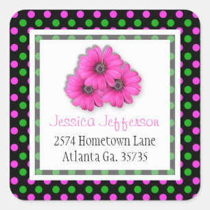 Roze Daisy en Polka-dot Address Stickers