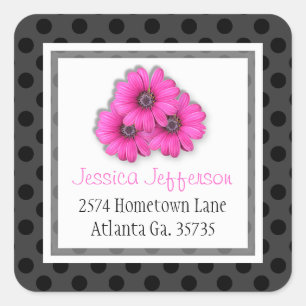 Roze Daisy en Polka-dot Address Stickers