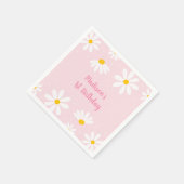Roze Daisy First Birthday Servet (Hoek)