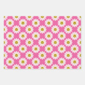 Roze Daisy Floral Stripes Polka Dot Inpakpapier Vel (Voorkant)