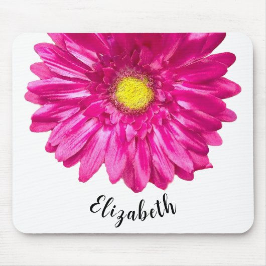  roze Daisy flower aangepaste naam Womens Muismat (Voorkant)