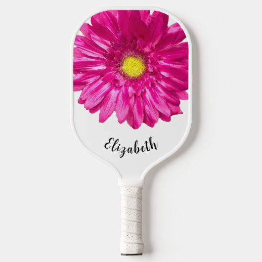 roze Daisy flower aangepaste naam Womens Pickleball Paddle (Voorkant)
