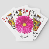 roze Daisy flower aangepaste naam Womens Pokerkaarten (Achterkant)