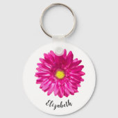 roze Daisy flower aangepaste naam Womens Sleutelhanger (Voorkant)