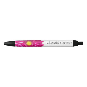roze daisy flower aangepaste naam zwarte inkt pen