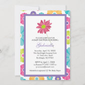 Roze Daisy Flower Baby shower Invitation Kaart (Voorkant)