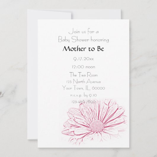 Roze Daisy Flower Baby shower Kaart (Voorkant)