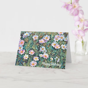 Roze Daisy Flower Garden Art Birthday Kaart