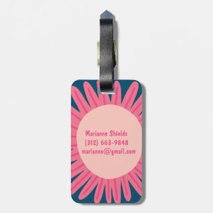 Roze Daisy Flower GEPERSONALISEERD INITIALEN Bagagelabel
