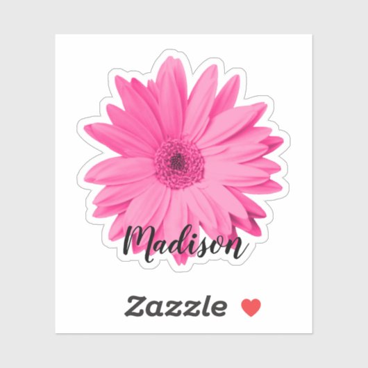 Roze Daisy Flower Name Sticker (Vel)